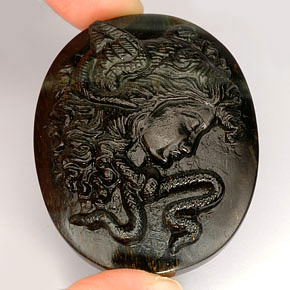 122.90캐럿 천연 멀티컬러 Tiger's Eye, 멋진 모양, 44×35.4 mm, 불투명체