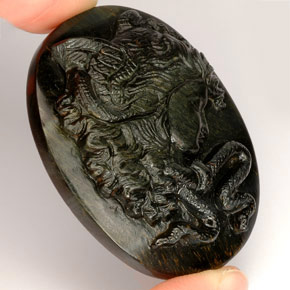 122.90캐럿 천연 멀티컬러 Tiger's Eye, 멋진 모양, 44×35.4 mm, 불투명체