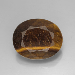 25.78캐럿 천연 골드 브라운 Tiger's Eye, 타원형 컷, 21.4×17.5 mm, 불투명체