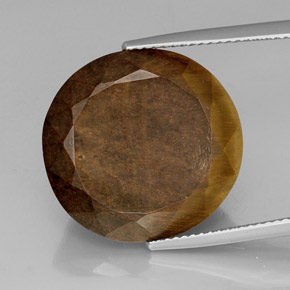 20.85캐럿 천연 골드 브라운 Tiger's Eye, 타원형 컷, 19.3×18.5 mm, 불투명체
