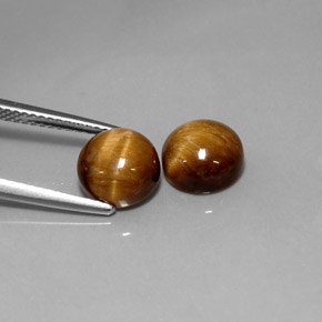 캐럿 천연 골드 브라운 호랑이의 눈 보석, 라운드 컷, 불투명체