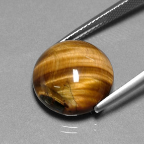 11.83캐럿 천연 골드 브라운 호랑이의 눈, 라운드 컷, 불투명체