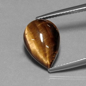 5.33캐럿 천연 골드 브라운 Tiger's Eye, 배 모양, 14.2×10.2 mm, 불투명체