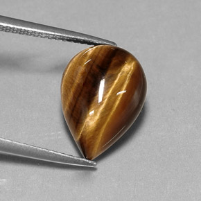 5.17캐럿 천연 골드 브라운 Tiger's Eye, 배 모양, 14.2×10.2 mm, 불투명체
