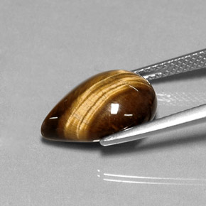 5.17캐럿 천연 골드 브라운 Tiger's Eye, 배 모양, 14.2×10.2 mm, 불투명체