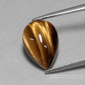 5.36캐럿 천연 골드 브라운 Tiger's Eye, 배 모양, 14.3×10.1 mm, 불투명체