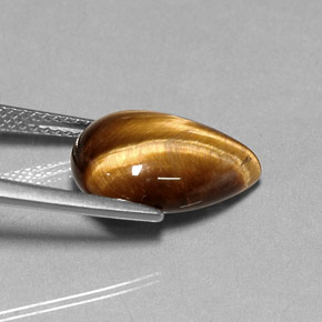 5.36캐럿 천연 골드 브라운 Tiger's Eye, 배 모양, 14.3×10.1 mm, 불투명체