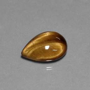 5.16캐럿 천연 골드 브라운 Tiger's Eye, 배 모양, 13.9×10.1 mm, 불투명체