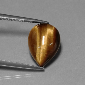 5.16캐럿 천연 골드 브라운 Tiger's Eye, 배 모양, 13.9×10.1 mm, 불투명체