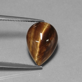 5.18캐럿 천연 골드 브라운 Tiger's Eye, 배 모양, 14.1×10.1 mm, 불투명체