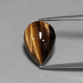 5.27캐럿 천연 골드 브라운 Tiger's Eye, 배 모양, 14.1×10.1 mm, 불투명체