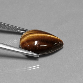 5.27캐럿 천연 골드 브라운 Tiger's Eye, 배 모양, 14.1×10.1 mm, 불투명체