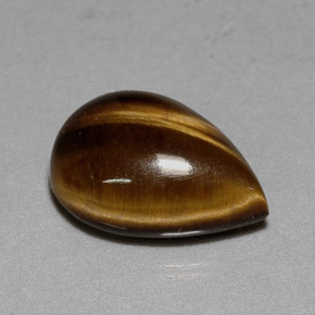 5.23캐럿 천연 골드 브라운 Tiger's Eye, 배 모양, 13.9×10.1 mm, 불투명체