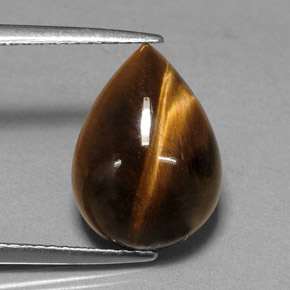 5.23캐럿 천연 골드 브라운 Tiger's Eye, 배 모양, 13.9×10.1 mm, 불투명체