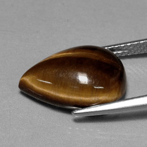 5.23캐럿 천연 골드 브라운 Tiger's Eye, 배 모양, 13.9×10.1 mm, 불투명체