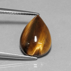 5.18캐럿 천연 골드 브라운 Tiger's Eye, 배 모양, 14.1×10.1 mm, 불투명체