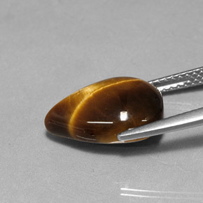 5.09캐럿 천연 골드 브라운 호랑이의 눈, 배 모양, 불투명체