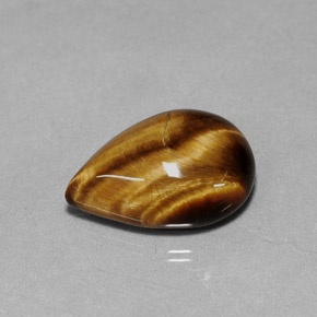 5.02캐럿 천연 골드 브라운 Tiger's Eye, 배 모양, 14×10.1 mm, 불투명체