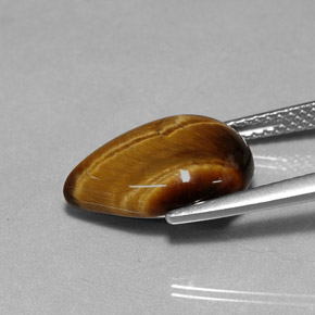 5.02캐럿 천연 골드 브라운 Tiger's Eye, 배 모양, 14×10.1 mm, 불투명체