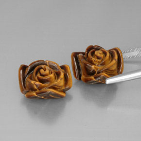 캐럿 천연 골드 브라운 Tiger's Eye 보석, 멋진 모양, 16.3×15.5 mm, 불투명체