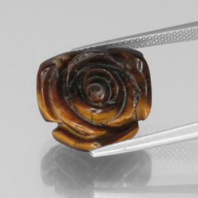 10.61캐럿 천연 골드 브라운 Tiger's Eye, 멋진 모양, 15.6×15.2 mm, 불투명체