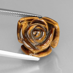 12.81캐럿 천연 골드 브라운 Tiger's Eye, 멋진 모양, 16×15.8 mm, 불투명체