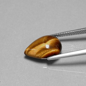 5.01캐럿 천연 골드 브라운 호랑이의 눈, 배 모양, 불투명체