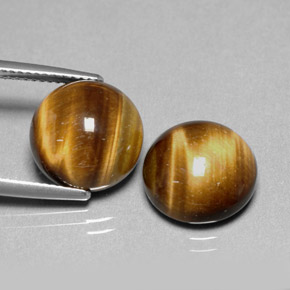 캐럿 천연 골드 브라운 Tiger's Eye 보석, 라운드 컷, 12.01 mm, 불투명체