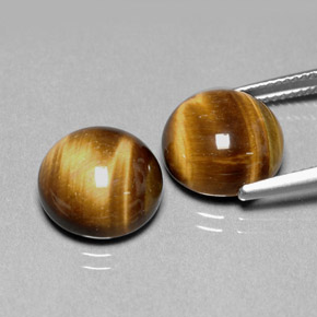 캐럿 천연 골드 브라운 Tiger's Eye 보석, 라운드 컷, 12.01 mm, 불투명체