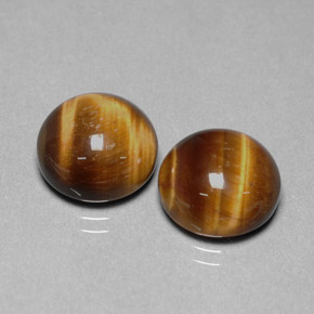 캐럿 천연 골드 브라운 Tiger's Eye 보석, 라운드 컷, 12.01 mm, 불투명체