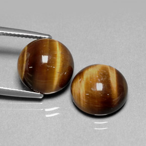 캐럿 천연 골드 브라운 Tiger's Eye 보석, 라운드 컷, 12.01 mm, 불투명체