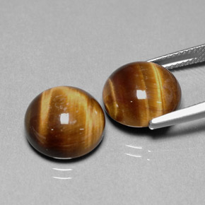 캐럿 천연 골드 브라운 Tiger's Eye 보석, 라운드 컷, 12.01 mm, 불투명체