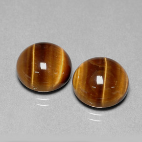 캐럿 천연 골드 브라운 Tiger's Eye 보석, 라운드 컷, 12.01 mm, 불투명체
