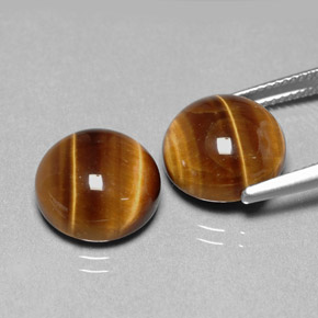 캐럿 천연 골드 브라운 Tiger's Eye 보석, 라운드 컷, 12.01 mm, 불투명체