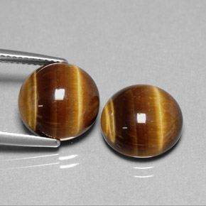 캐럿 천연 골드 브라운 Tiger's Eye 보석, 라운드 컷, 11.98 mm, 불투명체