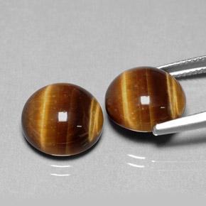 캐럿 천연 골드 브라운 Tiger's Eye 보석, 라운드 컷, 11.98 mm, 불투명체
