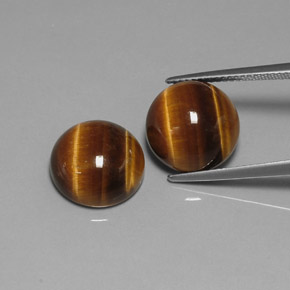 캐럿 천연 골드 브라운 Tiger's Eye 보석, 라운드 컷, 11.98 mm, 불투명체