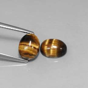 캐럿 천연 골드 브라운 호랑이의 눈 보석, 타원형 컷, 불투명체