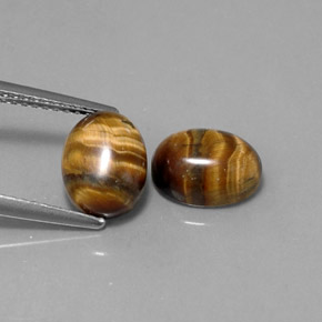 캐럿 천연 골드 브라운 Tiger's Eye 보석, 타원형 컷, 9×6.9 mm, 불투명체