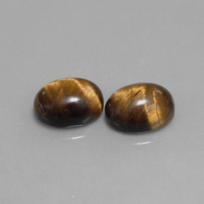 캐럿 천연 골드 브라운 Tiger's Eye 보석, 타원형 컷, 9×7.1 mm, 불투명체