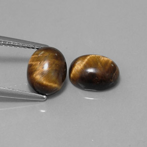 캐럿 천연 골드 브라운 Tiger's Eye 보석, 타원형 컷, 9×7.1 mm, 불투명체