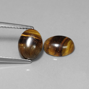캐럿 천연 골드 브라운 Tiger's Eye 보석, 타원형 컷, 8.9×6.8 mm, 불투명체
