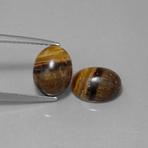 캐럿 천연 골드 브라운 Tiger's Eye 보석, 타원형 컷, 8.9×7 mm, 불투명체