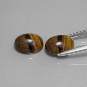캐럿 천연 골드 브라운 Tiger's Eye 보석, 타원형 컷, 8.9×7 mm, 불투명체