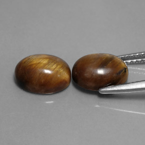 캐럿 천연 골드 브라운 Tiger's Eye 보석, 타원형 컷, 9×7 mm, 불투명체