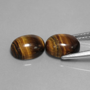 캐럿 천연 골드 브라운 호랑이의 눈 보석, 타원형 컷, 불투명체