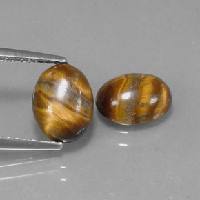 캐럿 천연 골드 브라운 Tiger's Eye 보석, 타원형 컷, 8.9×6.8 mm, 불투명체