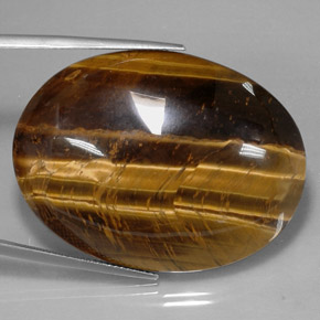73.05캐럿 천연 골드 브라운 Tiger's Eye, 타원형 컷, 39.8×24.1 mm, 불투명체