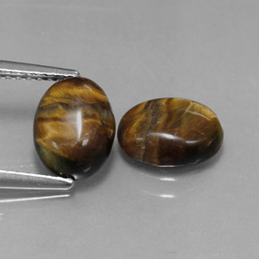 캐럿 천연 골드 브라운 Tiger's Eye 보석, 타원형 컷, 8.8×6.8 mm, 불투명체