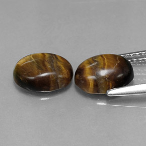 캐럿 천연 골드 브라운 Tiger's Eye 보석, 타원형 컷, 8.8×6.8 mm, 불투명체